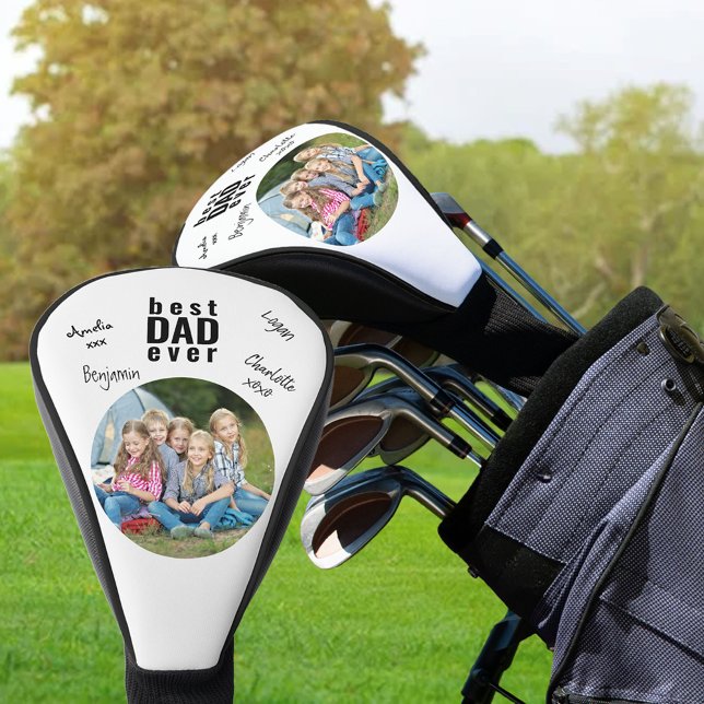 Best Dad Ever Signed Photo White Personalised Golf Head Cover (Creator Uploaded)