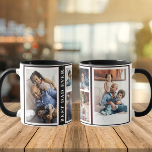 Best Dad Ever simple 5 photo collage black  Mug
