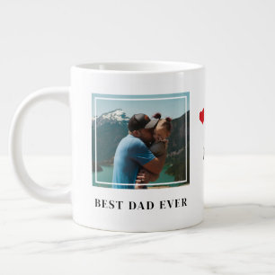 Best Dad Ever Simple Typography Heart 2 Photo Large Coffee Mug