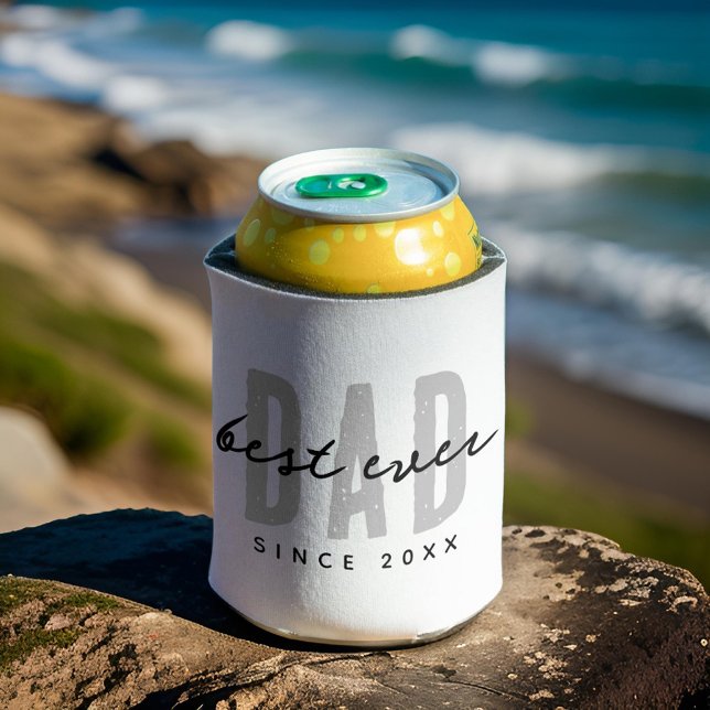Best Dad Ever Since 20XX Modern Simple Preppy Can Cooler (Creator Uploaded)
