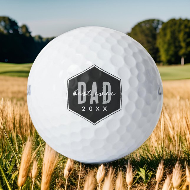 Best Dad Ever Since 20XX Modern Simple Preppy Golf Balls (Creator Uploaded)