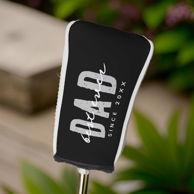 Best Dad Ever Since 20XX Modern Simple Preppy Golf Head Cover (Creator Uploaded)
