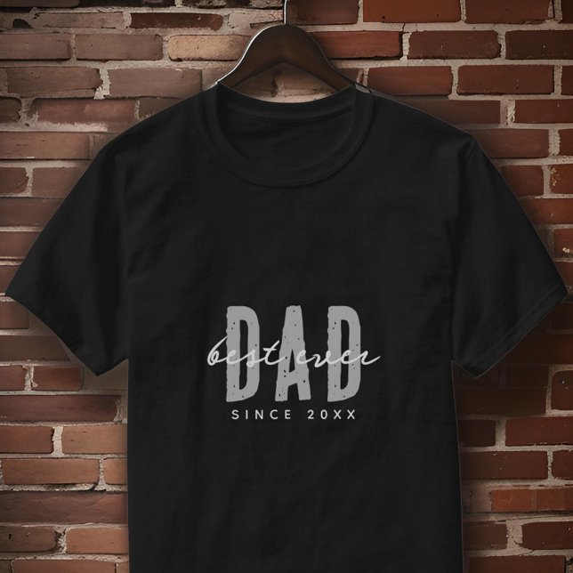 Best Dad Ever Since 20XX Modern Simple Preppy T-Shirt (Creator Uploaded)