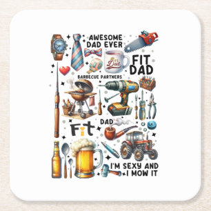 Best Dad Ever Square Paper Coaster