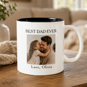 Best Dad Ever Square Photo Personalised Two-Tone Coffee Mug