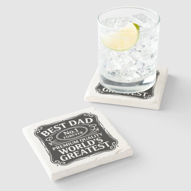 Best Dad Ever Stone Coaster (Side)