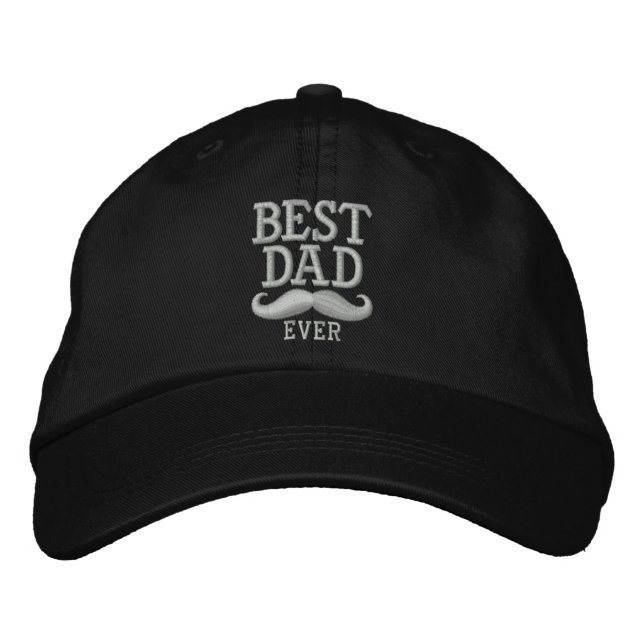 Best Dad Ever Super Dad Moustache Embroidery Embroidered Hat (Front)