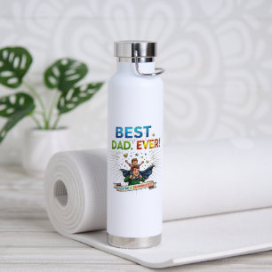 Best Dad Ever Superhero Father's Day Illustration Water Bottle