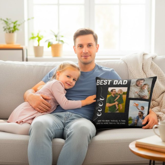  "Best Dad Ever" Throw Pillow with Custom photos (Creator Uploaded)
