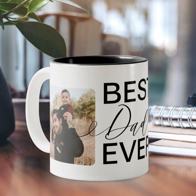 Best Dad Ever Two Full Photo Collage Two-Tone Coffee Mug (Creator Uploaded)