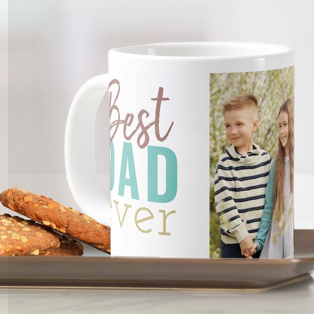 Best Dad Ever Typography and Custom Photo Large Coffee Mug (Creator Uploaded)