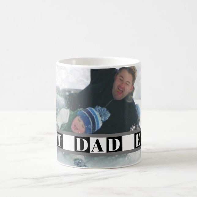 Best DAD ever typography black, white blocks photo Coffee Mug (Center)