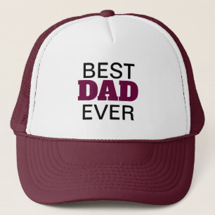 Best Dad Ever Typography Burgundy White Trucker Hat