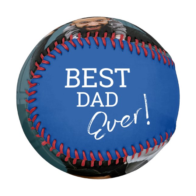 Best Dad EVER Typography Custom photos blue Baseball (Front Left)