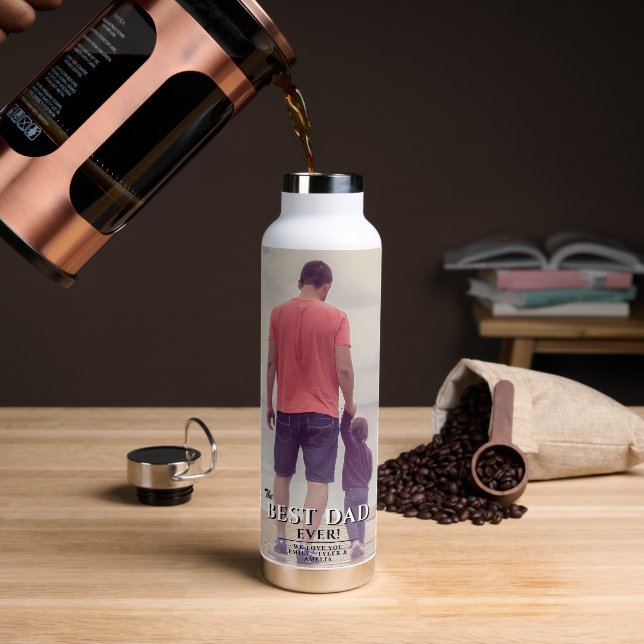 Best Dad Ever Typography Father Full Photo  Water Bottle (Coffee)
