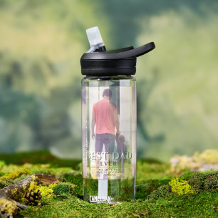 Best Dad Ever Typography Father Full Photo Water Bottle