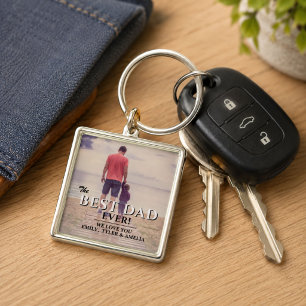 Best Dad Ever Typography Father`s Day Full Photo Key Ring