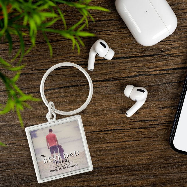 Best Dad Ever Typography Father`s Day Full Photo  Key Ring (Creator Uploaded)