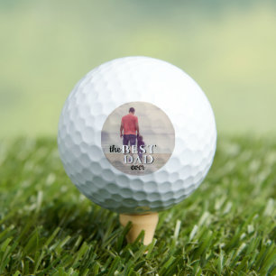 Best Dad Ever Typography Father`s Day Photo Golf Balls