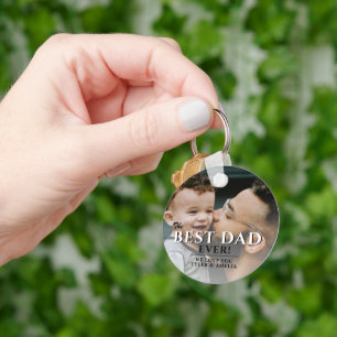 Best Dad Ever Typography Father`s Day Photo Key Ring