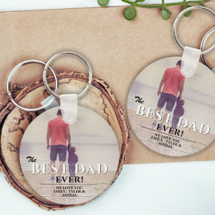 Best Dad Ever Typography Father`s Day Photo Key Ring