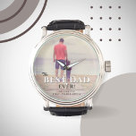 Best Dad Ever Typography Father`s Day Photo Watch<br><div class="desc">The Best Dad Ever Typography Father`s Day Photo Watch. The design has a full photo. Modern typography in black and white colours overlays the photo. Personalise with your names and add your photo. Great gift for a dad or a grandpa for Father`s Day,  birthday or Christmas.</div>