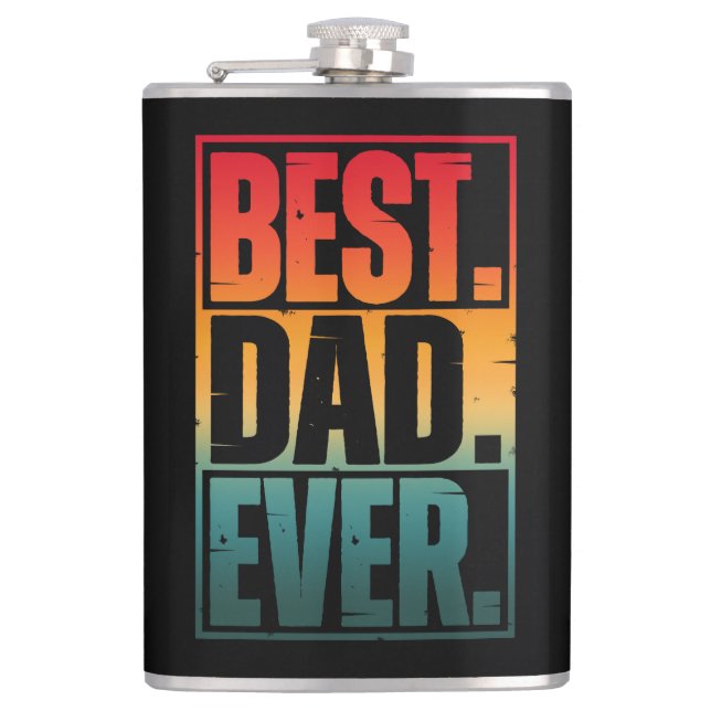 BEST DAD EVER TYPOGRAPHY   HIP FLASK (Front)