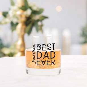 Best Dad Ever Typography Whiskey Glass