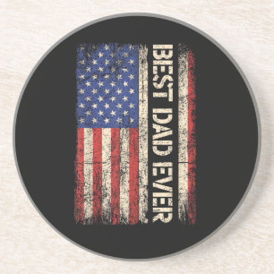 Best Dad Ever US American Flag Gifts for Father's  Coaster