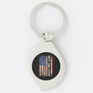 Best Dad Ever US American Flag Gifts for Father's Key Ring