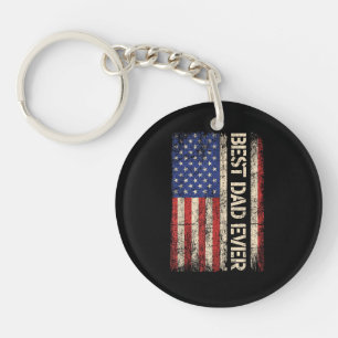 Best Dad Ever US American Flag Gifts for Father's Key Ring