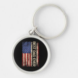 Best Dad Ever US American Flag Gifts for Father's Key Ring