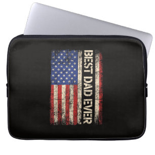 Best Dad Ever US American Flag Gifts for Father's Laptop Sleeve