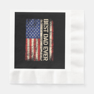 Best Dad Ever US American Flag Gifts for Father's Napkin