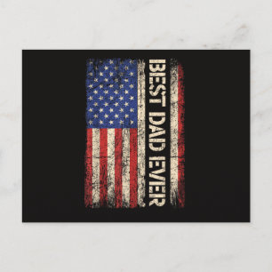Best Dad Ever US American Flag Gifts for Father's Postcard