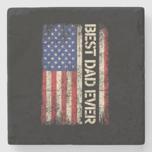 Best Dad Ever US American Flag Gifts for Father's Stone Coaster