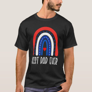 Best Dad Ever US American Flag Rainbow Colors Fath T-Shirt