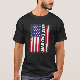 Best Dad Ever  Us American Flag Vintage Father Pap T-Shirt
