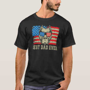 Best Dad Ever Us Flag Pitbull Dog Daddy Pitties T-Shirt