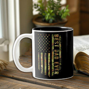 Best Dad Ever US Patriot Camouflage American Flag Two-Tone Coffee Mug