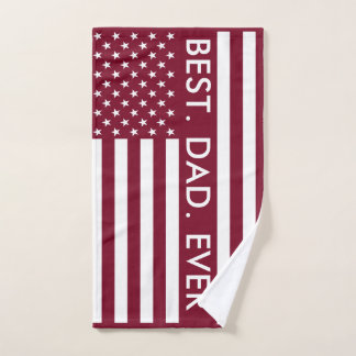 Best Dad Ever USA Flag Custom Hand Towel