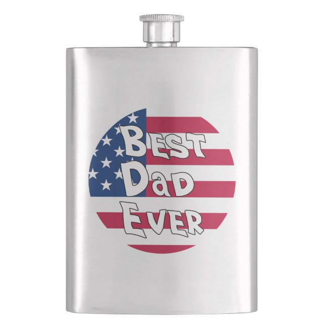 Best Dad Ever USA Flag Hip Flask (Front)