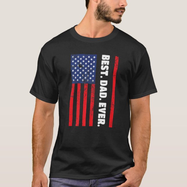 Best Dad Ever USA Vertical Flag T-Shirt (Front)