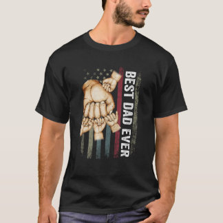 Best Dad Ever Vintage American USA Flag Four Child T-Shirt