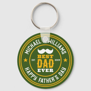 Best Dad Ever Vintage Retro Badge Father's Day Key Ring