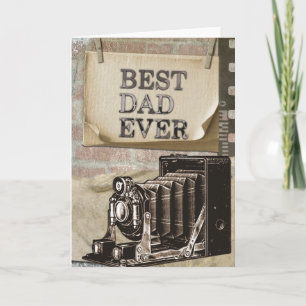 Best Dad Ever Vintage Retro Camera Art Card