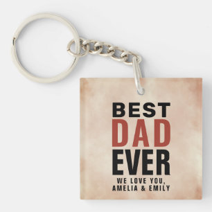 Best Dad Ever Watercolor Father`s Day Key Ring
