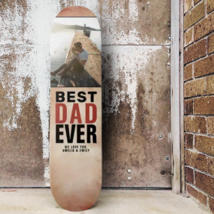 Best Dad Ever Watercolor Father`s Day Photo Skateboard