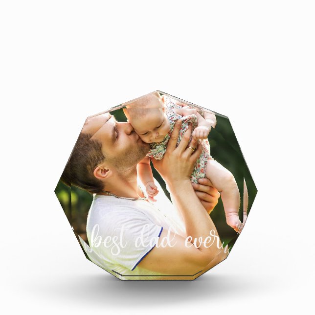 Best Dad Ever White Script Father's Day Gift Photo Block (Front)