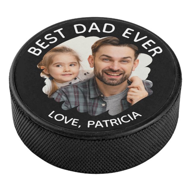 Best Dad Ever with Custom Photo Father's Day Hockey Puck (3/4)